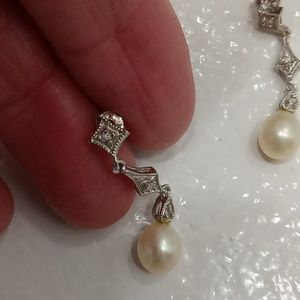 Macys diamond pearl earrings